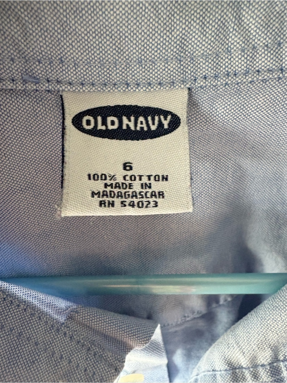 Old Navy Light Blue oxford with Floral Ruffle Hem detail - Picture 3 of 12
